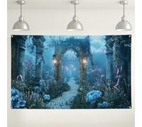 Toile de fond murale de jardin mystique - Motif floral enchanté - Élégante décoration de fête - Toile de fond pour intérieur et extérieur - Pour mariage, enterrement de vie de jeune fille - 180 x 109