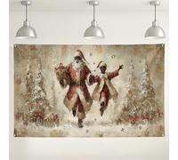 Toile de fond murale de Père Noël, décorations de fête vintage, fond des merveilles d'hiver pour photographie de fête, 180 x 109 cm