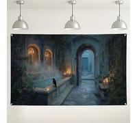 Toile de fond murale d'intérieur mystique, décoration de chambre de style gothique vintage, arrière-plan de photographie de jardin enchanté pour événements, Halloween et célébrations d'automne 180 x