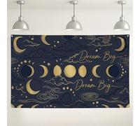 Toile de fond murale Dream Big Moon et nuage, horizon de nuit élégant, arrière-plan décoratif pour photographie d'intérieur/extérieur, fournitures de fête à thème céleste, 180 x 109 cm