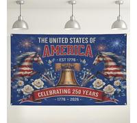 Toile de fond murale en Amérique patriotique, motif chevaux vintage et cloche, décorations de fête florales bleues et rouges, 4 juillet, arrière-plan de photographie intérieur/extérieur 180 x 109 cm