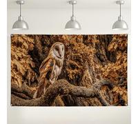 Toile de fond murale en forme de hibou - Motif forêt rustique - Pour photographie d'automne - Pour événements - 180 x 109 cm