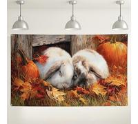 Toile de fond murale en forme de lapin d'automne, décorations d'automne confortables, arrière-plan de photographie de lapin mignon pour fêtes de Thanksgiving, festival de récolte, fournitures de stand