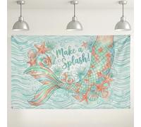 Toile de fond murale en forme de queue de sirène, décoration sur le thème de l'océan côtier, fond de photographie sous-marine pour fêtes et événements 180 x 109 cm