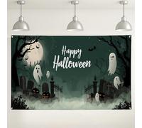Toile de fond murale fantômes d'Halloween, décoration de fête effrayante pour cimetière hanté, arrière-plan effrayant pour photographie d'intérieur/extérieur pour événements d'Halloween, 180 x 109 cm