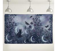 Toile de fond murale florale au clair de lune, arrière-plan botanique vintage violet, décoration de photographie de nuit enchantée pour fêtes et événements 180 x 109 cm