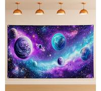 Toile de fond murale galaxie planète cosmique abstrait espace art mignon décorations de fête, arrière-plan intérieur/extérieur pour photographie, anniversaire, bal de fin d'année, fournitures de fête
