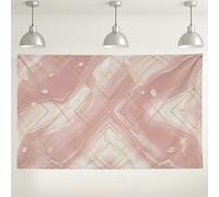 Toile de fond murale géométrique en marbre pêche, décorations florales élégantes, or rose pour intérieur/extérieur, pour événements et célébrations, 180 x 109 cm