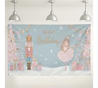Toile de fond murale « Happy Birthday Casse-noisette », jolie décoration de fête de ballet princesse, pays des merveilles d'hiver, fond photo intérieur/extérieur pour célébrations d'anniversaire, 180