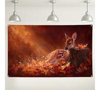 Toile de fond murale motif cerf d'automne, arrière-plan confortable pour photographie de nature, décorations de fête d'automne, idéale pour les événements saisonniers et Thanksgiving 180 x 109 cm