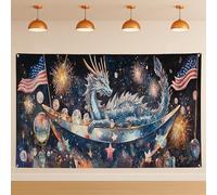 Toile de fond murale motif dragon spatial, galaxie fantastique, décorations de fête cosmique, toile de fond patriotique intérieur/extérieur pour photographie du 4 juillet, fournitures de célébration