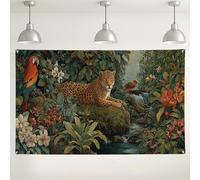 Toile de fond murale motif léopard de la jungle, fond pour photographie d'animaux tropicaux, parfait pour les fêtes et événements intérieur/extérieur, 180 x 109 cm