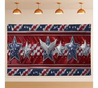 Toile de fond murale patriotique en métal, étoiles et aigle Americana vintage, accessoires de photographie commémoratifs, décoration de fête intérieur/extérieur 180 x 109 cm