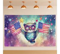 Toile de fond murale patriotique étoiles et rayures, aquarelle, décorations de fête vintage, drapeau américain, fond de photographie intérieur/extérieur pour célébrations du jour de l'indépendance
