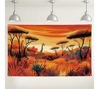 Toile de fond murale paysage de girafe safari, coucher de soleil africain, art de la nature, fond de photographie sur le thème de la jungle, décorations de fête pour événements, vie sauvage, scène