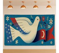 Toile de fond murale rétro colombe paisible, art folklorique bohème, décoration de fête, arrière-plan vintage intérieur/extérieur pour photographie d'événement, 180 x 109 cm