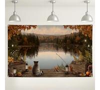 Toile de fond murale rustique en forme de raton laveur, fond de photographie inspiré de la nature pour événements d'automne, décorations d'intérieur et d'extérieur confortables, 180 x 109 cm