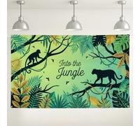 Toile de fond murale tropicale Into the Jungle - Décorations sur le thème de la nature - Pour intérieur/extérieur - Pour fêtes et événements - 180 x 109 cm