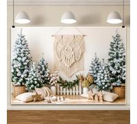 Toile de Fond noël bannière Murale d'intérieur Arbre noël Vacances 6x3m | Bohème gland tenture murale nouvel an arrière-plans scène intérieure de noël bébé anniversaire décors