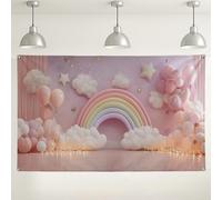 Toile de fond nuage arc-en-ciel, jolies décorations de fête pastel, idéale pour la photographie et les célébrations, parfaite pour les anniversaires et les fêtes prénatales 180 x 109 cm