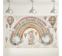 Toile de fond « One Bright Day » - Boules à air chaud - Décoration florale vintage - Pastel doux - Pour intérieur et extérieur - Pour photomaton - 180 x 109 cm