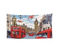 Toile de fond personnalisable avec œillets métalliques pour événements et fêtes Motif Londres