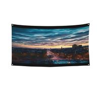 Toile de fond personnalisable avec œillets métalliques pour événements et fêtes Motif paysage urbain crépuscule