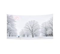 Toile de fond personnalisable avec œillets métalliques pour festivals et fêtes Motif arbres sur les jours de neige