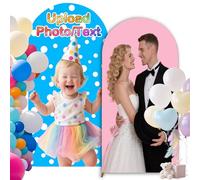 Toile de Fond Personnalisée Photo Arche Couverture Personnalisé Backdrop Housse Arche pour Anniversaire Fête Mariage Graduation(1.2m/1.5m/1.8m/2.0m/2.2m)