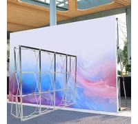 Toile de fond pop-up portable avec fermetures éclair et barres de support pour cabine d'exposition intérieure et extérieure