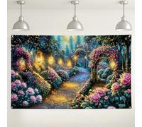 Toile de fond pour allée de jardin, motif floral enchanté pour séance photo, idéal pour les événements printemps/été et les mariages, 180 x 109 cm