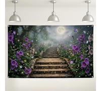 Toile de fond pour allée florale violette, jardin enchanté décorations vintage, fond de photographie en plein air pour événements et célébrations 180 x 109 cm