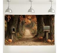Toile de fond pour chemin de forêt d'automne, décorations de paysage d'automne rustique, parfaite pour Thanksgiving et fournitures de photomaton saisonnier, 180 x 109 cm
