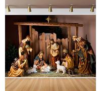 Toile de fond pour crèche de Noël - 4,6 x 3 m - Naissance de Jésus dans une mangeoire - Décoration de Noël - Croyance religieuse - Histoire de la Bible - Décoration murale - Accessoires pour