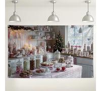 Toile de fond pour cuisine de Noël, pays des merveilles d'hiver, fond photo pour fêtes de fin d'année, 180 x 109 cm