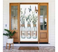 Toile de fond pour décoration de porte avec plantes vertes d'eucalyptus - Panneau de porche pour fête de vacances, fond de cabine photo, utilisation intérieure et extérieure - Taille unique