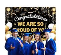 Toile de fond pour décoration de remise de diplôme - Bannière de fond millésime 2025 - Toile de fond photo avec motif de félicitations - Décoration murale pour l'intérieur et l'extérieur, fête dans le