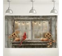 Toile de fond pour fenêtre d'automne, décoration d'automne rustique avec tournesols et citrouille, arrière-plan de photographie confortable pour fêtes de Thanksgiving et célébrations saisonnières 180
