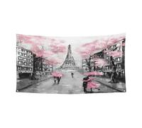 Toile de fond pour festival de Paris Street Tower - Motif floral rose - Résistante aux UV et à la décoloration - Pour les salons commerciaux et les événements de jardin - Drapeau réutilisable
