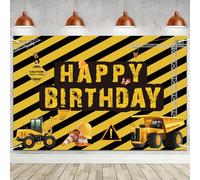 Toile de fond pour fête d'anniversaire sur le thème de la construction Décoration pour fête d'anniversaire Dump 70.8x45in Trucks Theme Backdrop for Birthday Party Excavator Themed Party Favor