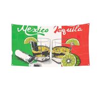 Toile de fond pour fête d'intérieur avec drapeau du Mexique et tequila, grande bannière pour joyeux Noël à suspendre pour les fêtes de fin d'année