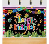 Toile de fond pour fête mexicaine - 2,1 x 1,5 m - Happy Birthday - Décoration de fête de carnaval Cinco De Mayo - Toile de fond murale colorée pour photomaton de studio