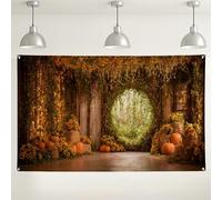 Toile de fond pour jardin d'automne, décoration d'automne rustique avec tournesols et citrouilles, parfaite pour les fêtes saisonnières et les événements photographiques, 180 x 109 cm