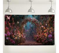 Toile de fond pour jardin floral, décoration florale vintage romantique, fond de photographie enchantée pour mariages, événements printaniers, fournitures de cabine de fête, 180 x 109 cm