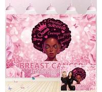 Toile de fond pour la sensibilisation au cancer du sein Attiudes Is Everything - Ruban rose - Support de photographie - Octobre - Promotion du cancer du sein - Décoration de fête - 210 cm de large x
