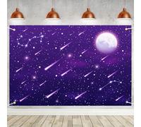 Toile de Fond pour l'anniversaire de l'espace Violet Fournitures pour la fête de l'espace extérieur 6x4ft Purple Starry Backdrop Cove for Galaxy Star Them Birthday Galaxy Planet Party Photo Backdrop