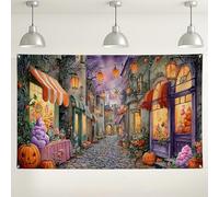 Toile de fond pour magasin de bonbons d'Halloween, décorations de rue effrayantes pour fête, lanternes citrouille, arrière-plan intérieur/extérieur pour photographie, événements d'Halloween, 180 x 109