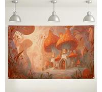 Toile de fond pour maison champignon magique, décorations artistiques fantaisie, forêt enchantée pour fête d'anniversaire d'enfants, thème saisonnier d'automne 180 x 109 cm