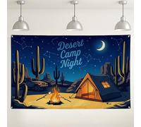 Toile de fond pour nuit de camp dans le désert, horizon étoilé, décoration de camping, aventure en plein air pour fêtes, événements d'été, 180 x 109 cm