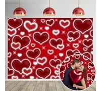 Toile de fond pour photo en forme de cœur rouge - 2,1 x 1,5 m - Pour la Saint-Valentin - Décoration murale du début des années 2000